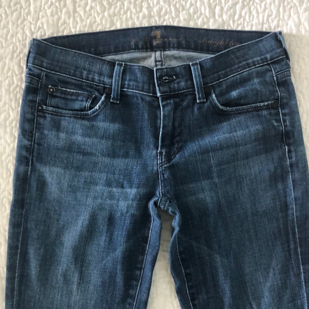 Seven for all mankind size 26 straight leg, raw hem, dark wash